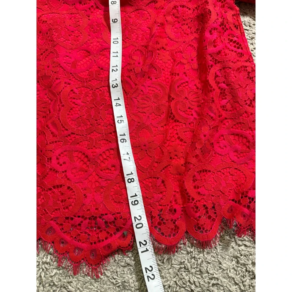 Lilly Pulitzer Lace Top XS Red‎ Puff Sleeve Scalloped Blouse Dainty Coquette Y2K